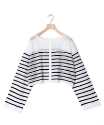 w closet | ★先行予約★シアーボーダークロップド丈カーディガン【4月下旬入荷】(トップス)