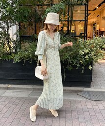 one after another NICE CLAUP | 【Cherie chuu】プリーツ花柄ワンピース(ワンピース)