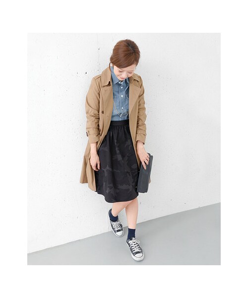 URBAN RESEARCH DOORS(アーバンリサーチドアーズ)の「カモフラコットンギャザースカート(スカート・レディース・KHAKI/BLACK・one)」の5枚目の写真
