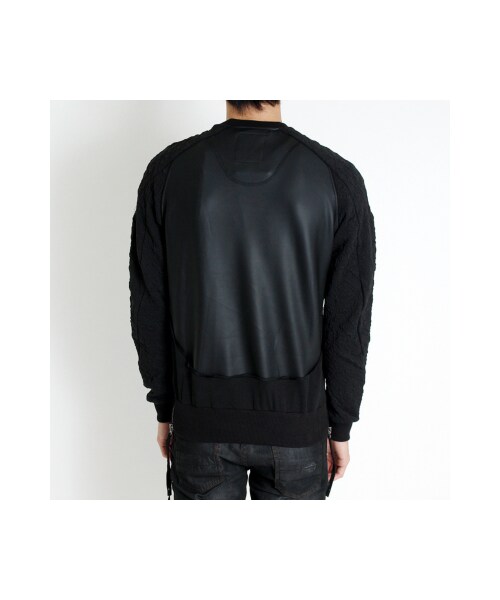 TOM REBL（トムレベル）の「TOM REBL（トムレベル）ミックステクスチャープルオーバー(ブラック)（トップス・ブラック）」の3枚目の写真