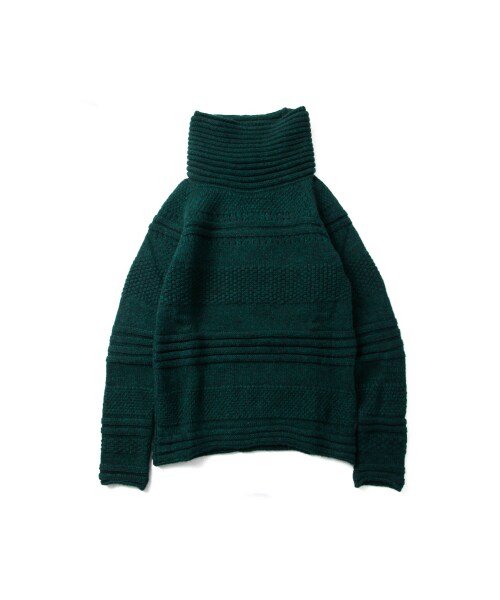 TOM REBL（トムレベル）の「TOM REBL（トムレベル）ハイネックボリュームニット(ブラウン/グリーン)（トップス・ブラウン/グリーン）」の5枚目の写真