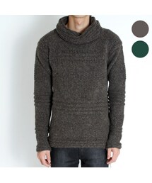TOM REBL | TOM REBL（トムレベル）ハイネックボリュームニット(ブラウン/グリーン)(トップス)
