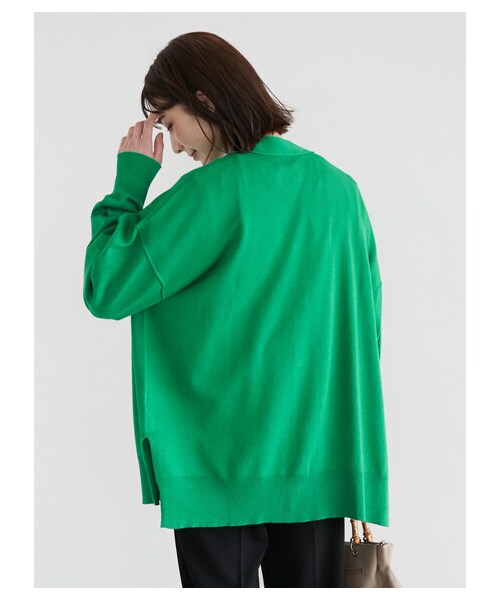 Green　Parks（グリーンパークス）の「洗える ミドル丈ニットカーデ（トップス・オフホワイト/グリーン/ネイビー・F）」の7枚目の写真