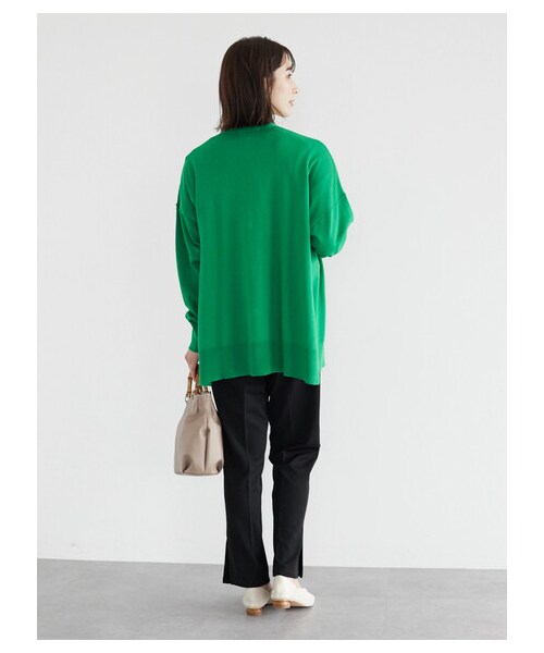 Green　Parks（グリーンパークス）の「洗える ミドル丈ニットカーデ（トップス・オフホワイト/グリーン/ネイビー・F）」の4枚目の写真