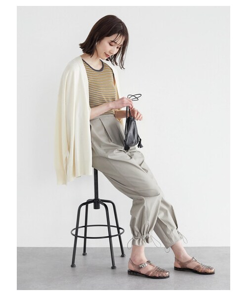 Green　Parks（グリーンパークス）の「洗える ミドル丈ニットカーデ（トップス・オフホワイト/グリーン/ネイビー・F）」の12枚目の写真