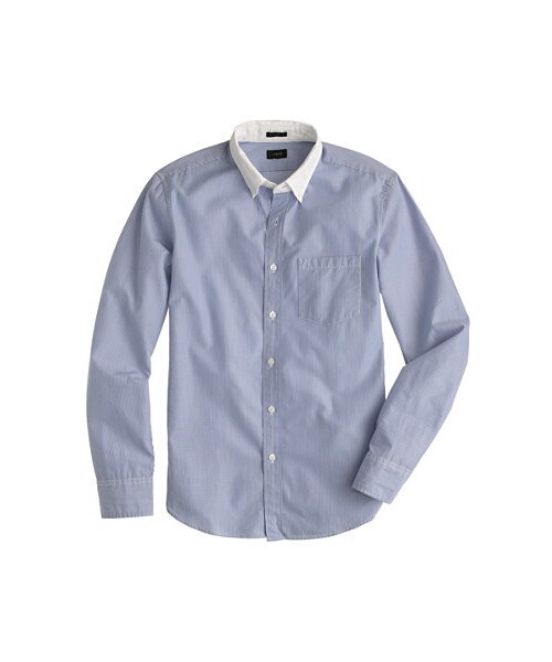 J.CREW（ジェイクルー）の「Secret Wash white-collar shirt in banker stripe（シャツ/ブラウス・メンズ・blue・Regular x X-SMALL/Regular x LARGE/Regular x X-LARGE/Regular x SMALL/Regular x MEDIUM）」の2枚目の写真