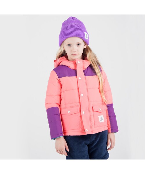 Smoothy（スムージー）の「SMOOTHY スムージー 子供服 2トーンナイロン中綿ジップパーカー 12jk-07b（ジャケット/アウター・キッズ・Navy/Red/Pink/Yellow/Blue・S/M/L/XL）」の2枚目の写真