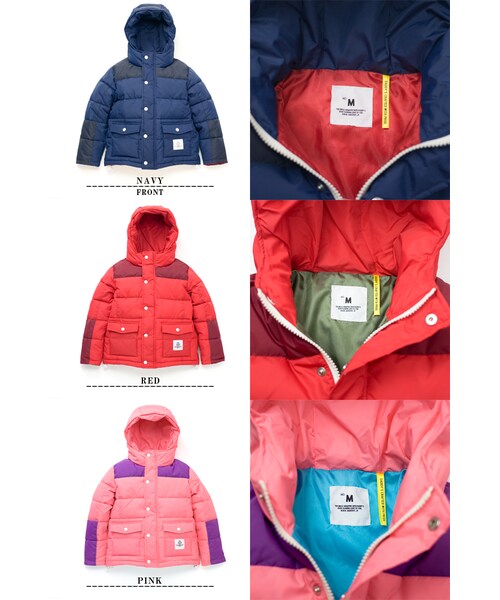 Smoothy（スムージー）の「SMOOTHY スムージー 子供服 2トーンナイロン中綿ジップパーカー 12jk-07b（ジャケット/アウター・キッズ・Navy/Red/Pink/Yellow/Blue・S/M/L/XL）」の3枚目の写真