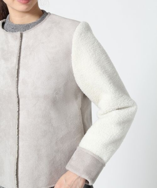 A part by（アパートバイ）の「Ｆムートンノーカラージャケット（ジャケット/アウター・レディース・ブラック/グレー・Ｍ/Ｌ）」の8枚目の写真