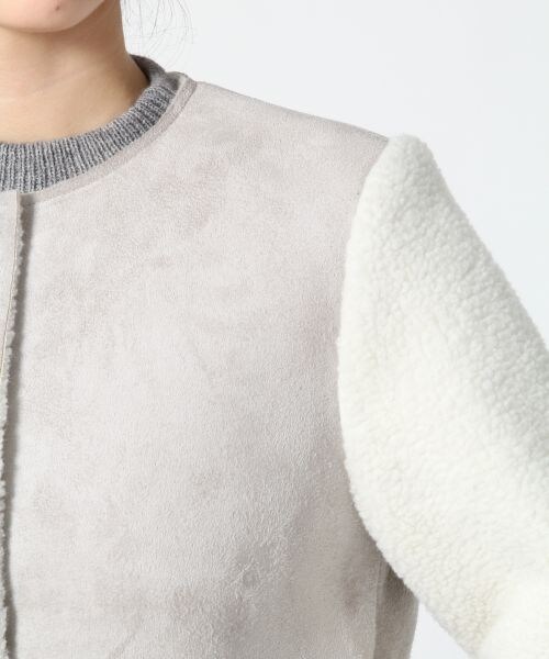 A part by（アパートバイ）の「Ｆムートンノーカラージャケット（ジャケット/アウター・レディース・ブラック/グレー・Ｍ/Ｌ）」の7枚目の写真