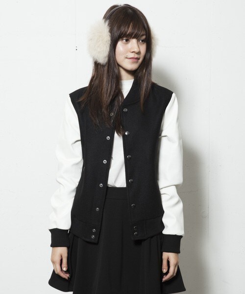 603（ロクマルサン）の「603 袖PVC×メルトンスタジャン（スタジャン・レディース・ブラック/ライトブラウン/ホワイト・38/40）」の2枚目の写真