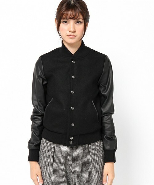 603（ロクマルサン）の「603 袖PVC×メルトンスタジャン（スタジャン・レディース・ブラック/ライトブラウン/ホワイト・38/40）」の4枚目の写真