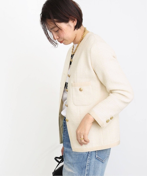 ドゥーズィエムクラス tweed Vネック ジャケット Deuxieme Classe（ドゥーズィエムクラス）の「tweed Vネック