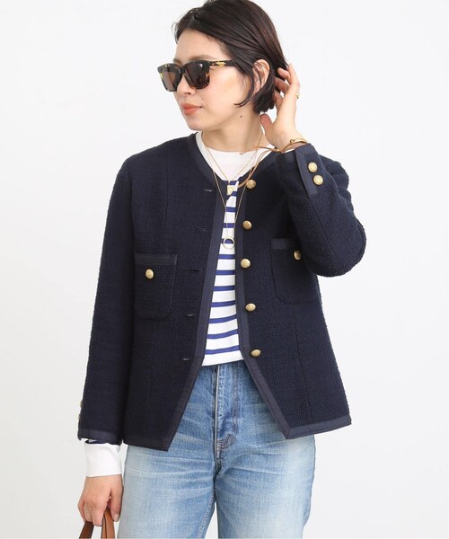 ドゥーズィエムクラス tweed Vネック ジャケット Deuxieme Classe（ドゥーズィエムクラス）の「tweed Vネック