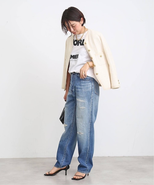 ドゥーズィエムクラス tweed Vネック ジャケット LINTON TWEED Vネック ジャケット（ノーカラージャケット