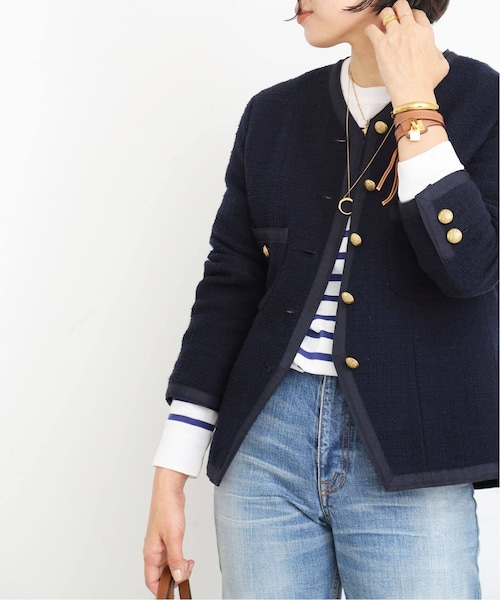 ドゥーズィエムクラス tweed Vネック ジャケット Deuxieme Classe（ドゥーズィエムクラス）の「tweed Vネック