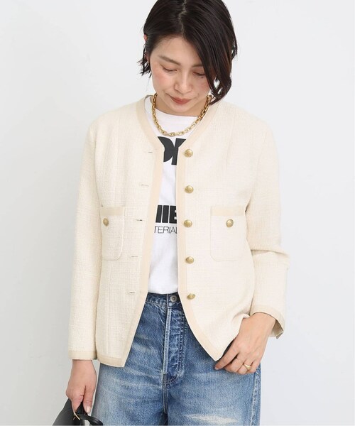 Deuxieme Classe tweed Vネック ジャケット Deuxieme Classe（ドゥーズィエムクラス）の「tweed Vネック
