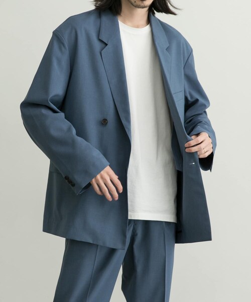 URBAN RESEARCH ID(アーバンリサーチ アイディー)の「URBAN RESEARCH iD平紋夏季飾帶雙排扣西裝外套(ジャケット/アウター・メンズ・藍色/象牙白/格紋・M/L)」の7枚目の写真