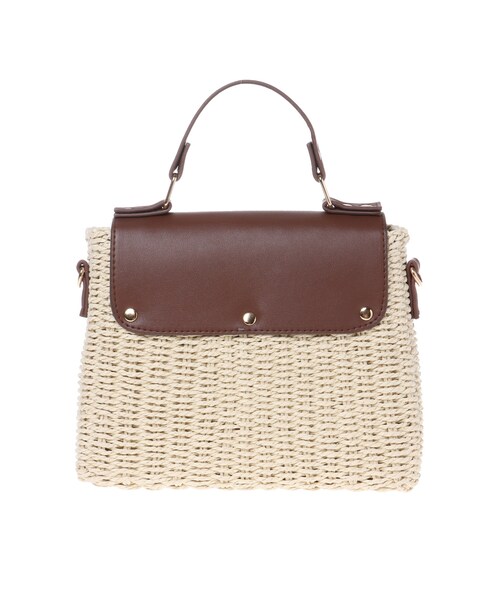 INGNI(イング)の「【WEB限定】合皮×雑材コンビショルダーBAG(バッグ・レディース・アイボリー/クロ/アイボリー/ブラウン・-)」の2枚目の写真