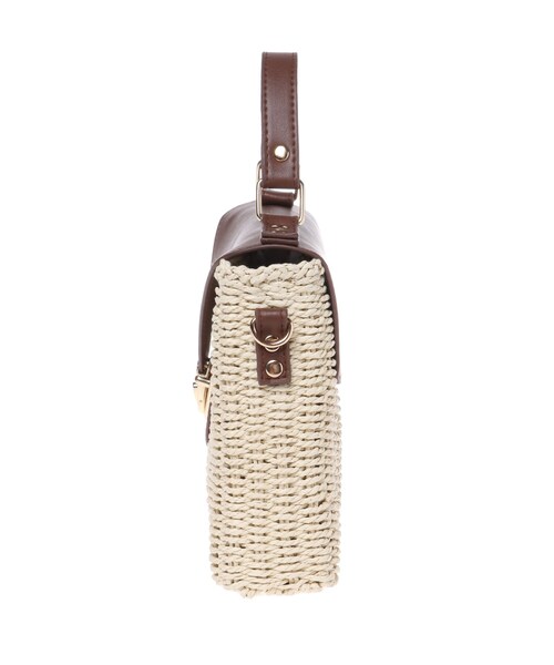 INGNI(イング)の「【WEB限定】合皮×雑材コンビショルダーBAG(バッグ・レディース・アイボリー/クロ/アイボリー/ブラウン・-)」の1枚目の写真