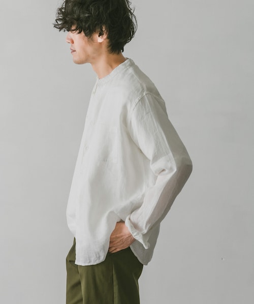 URBAN RESEARCH DOORS(アーバンリサーチドアーズ)の「リネンバンドカラーシャツ(その他・メンズ・White/Gingham/Paisley/GreenCheck/Indigo/Mint・M/L)」の9枚目の写真