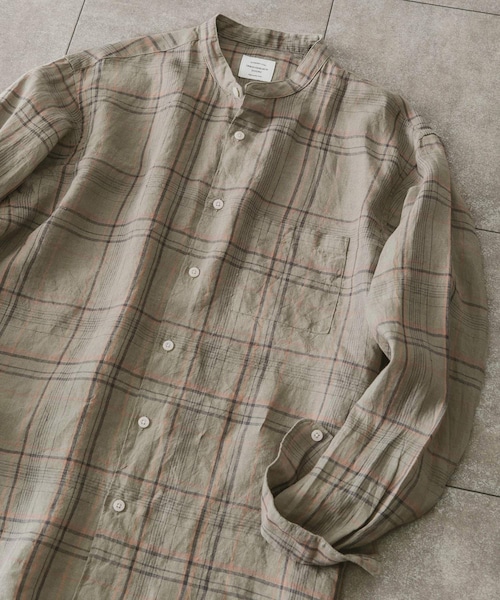 URBAN RESEARCH DOORS(アーバンリサーチドアーズ)の「リネンバンドカラーシャツ(その他・メンズ・White/Gingham/Paisley/GreenCheck/Indigo/Mint・M/L)」の6枚目の写真