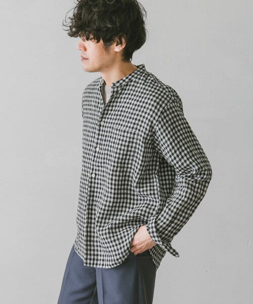 URBAN RESEARCH DOORS(アーバンリサーチドアーズ)の「リネンバンドカラーシャツ(その他・メンズ・White/Gingham/Paisley/GreenCheck/Indigo/Mint・M/L)」の21枚目の写真