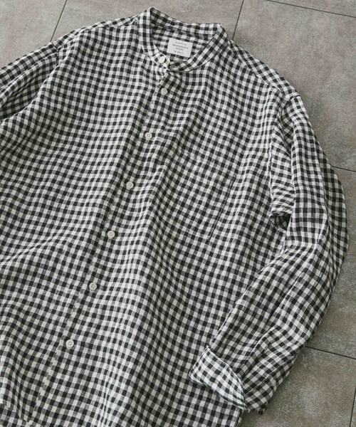URBAN RESEARCH DOORS(アーバンリサーチドアーズ)の「リネンバンドカラーシャツ(その他・メンズ・White/Gingham/Paisley/GreenCheck/Indigo/Mint・M/L)」の4枚目の写真