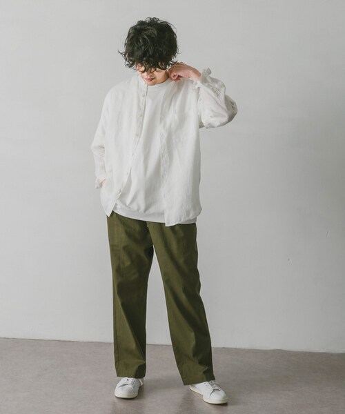 URBAN RESEARCH DOORS(アーバンリサーチドアーズ)の「リネンバンドカラーシャツ(その他・メンズ・White/Gingham/Paisley/GreenCheck/Indigo/Mint・M/L)」の15枚目の写真