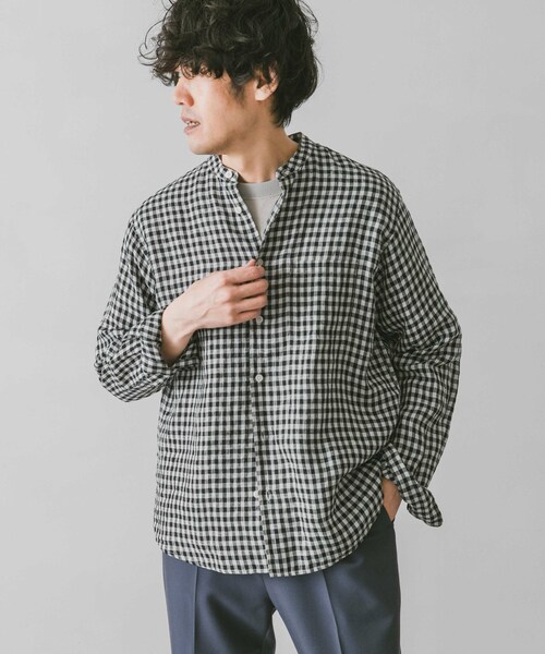 URBAN RESEARCH DOORS(アーバンリサーチドアーズ)の「リネンバンドカラーシャツ(その他・メンズ・White/Gingham/Paisley/GreenCheck/Indigo/Mint・M/L)」の20枚目の写真