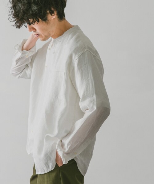 URBAN RESEARCH DOORS(アーバンリサーチドアーズ)の「リネンバンドカラーシャツ(その他・メンズ・White/Gingham/Paisley/GreenCheck/Indigo/Mint・M/L)」の10枚目の写真