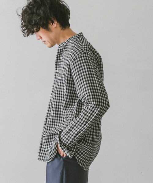 URBAN RESEARCH DOORS(アーバンリサーチドアーズ)の「リネンバンドカラーシャツ(その他・メンズ・White/Gingham/Paisley/GreenCheck/Indigo/Mint・M/L)」の22枚目の写真