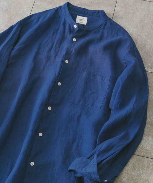 URBAN RESEARCH DOORS(アーバンリサーチドアーズ)の「リネンバンドカラーシャツ(その他・メンズ・White/Gingham/Paisley/GreenCheck/Indigo/Mint・M/L)」の3枚目の写真