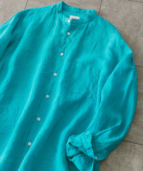 URBAN RESEARCH DOORS(アーバンリサーチドアーズ)の「リネンバンドカラーシャツ(その他・メンズ・White/Gingham/Paisley/GreenCheck/Indigo/Mint・M/L)」の2枚目の写真