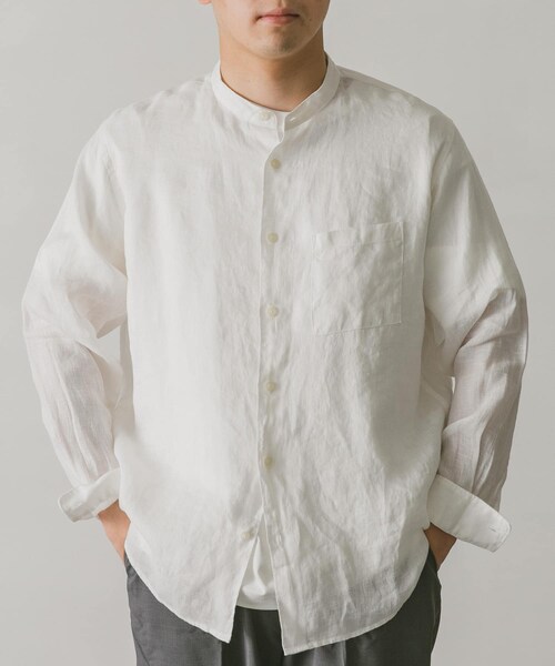 URBAN RESEARCH DOORS(アーバンリサーチドアーズ)の「リネンバンドカラーシャツ(その他・メンズ・White/Gingham/Paisley/GreenCheck/Indigo/Mint・M/L)」の18枚目の写真
