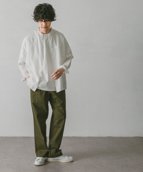 URBAN RESEARCH DOORS(アーバンリサーチドアーズ)の「リネンバンドカラーシャツ(その他・メンズ・White/Gingham/Paisley/GreenCheck/Indigo/Mint・M/L)」の16枚目の写真
