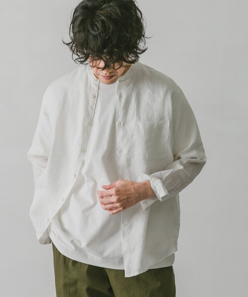 URBAN RESEARCH DOORS(アーバンリサーチドアーズ)の「リネンバンドカラーシャツ(その他・メンズ・White/Gingham/Paisley/GreenCheck/Indigo/Mint・M/L)」の13枚目の写真