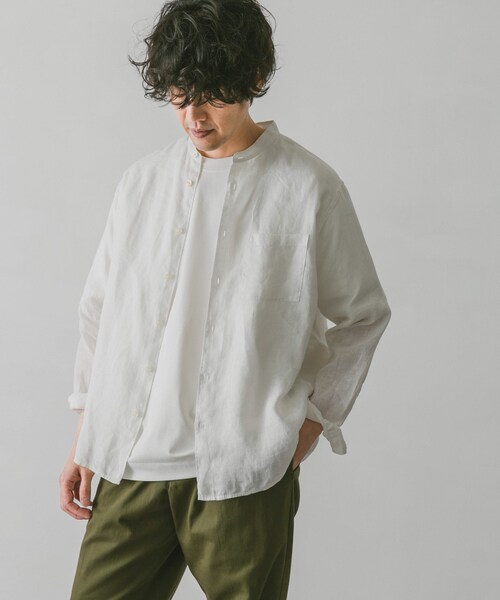 URBAN RESEARCH DOORS(アーバンリサーチドアーズ)の「リネンバンドカラーシャツ(その他・メンズ・White/Gingham/Paisley/GreenCheck/Indigo/Mint・M/L)」の7枚目の写真