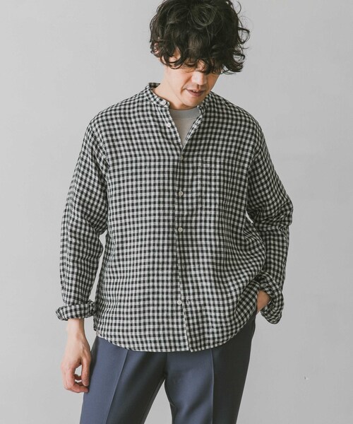 URBAN RESEARCH DOORS(アーバンリサーチドアーズ)の「リネンバンドカラーシャツ(その他・メンズ・White/Gingham/Paisley/GreenCheck/Indigo/Mint・M/L)」の19枚目の写真
