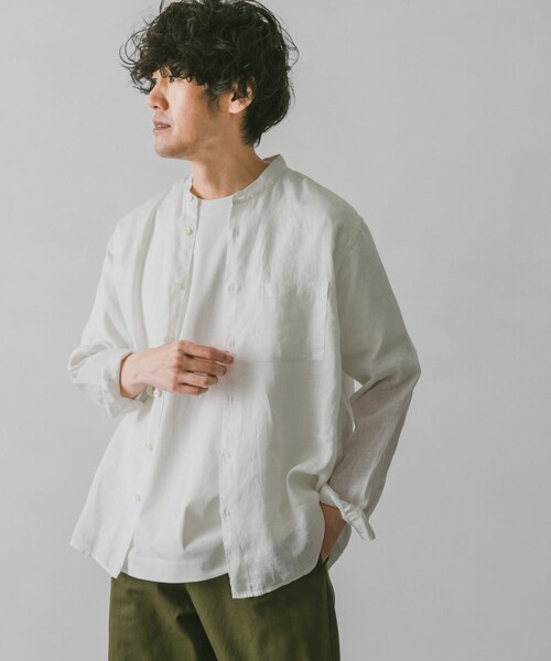 URBAN RESEARCH DOORS(アーバンリサーチドアーズ)の「リネンバンドカラーシャツ(その他・メンズ・White/Gingham/Paisley/GreenCheck/Indigo/Mint・M/L)」の11枚目の写真