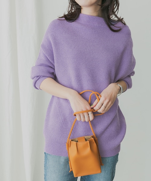 KBF+（ケービーエフプラス）の「KBF+ 片畦ボトルネックニット∴（その他・レディース・PURPLE/D.BROWN/IVORY・one）」の15枚目の写真