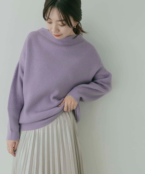 KBF+（ケービーエフプラス）の「KBF+ 片畦ボトルネックニット∴（その他・レディース・PURPLE/D.BROWN/IVORY・one）」の16枚目の写真