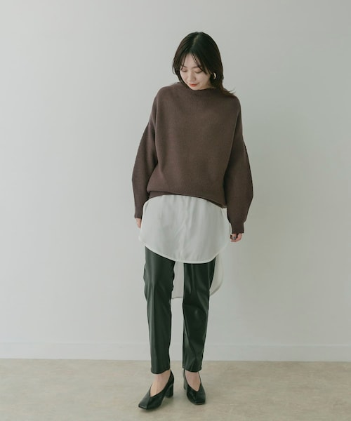 KBF+（ケービーエフプラス）の「KBF+ 片畦ボトルネックニット∴（その他・レディース・PURPLE/D.BROWN/IVORY・one）」の9枚目の写真