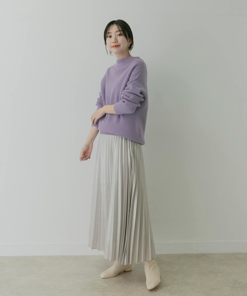 KBF+（ケービーエフプラス）の「KBF+ 片畦ボトルネックニット∴（その他・レディース・PURPLE/D.BROWN/IVORY・one）」の20枚目の写真