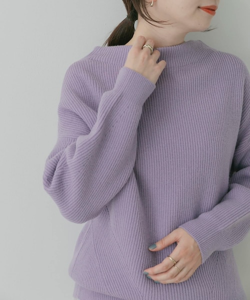 KBF+（ケービーエフプラス）の「KBF+ 片畦ボトルネックニット∴（その他・レディース・PURPLE/D.BROWN/IVORY・one）」の17枚目の写真