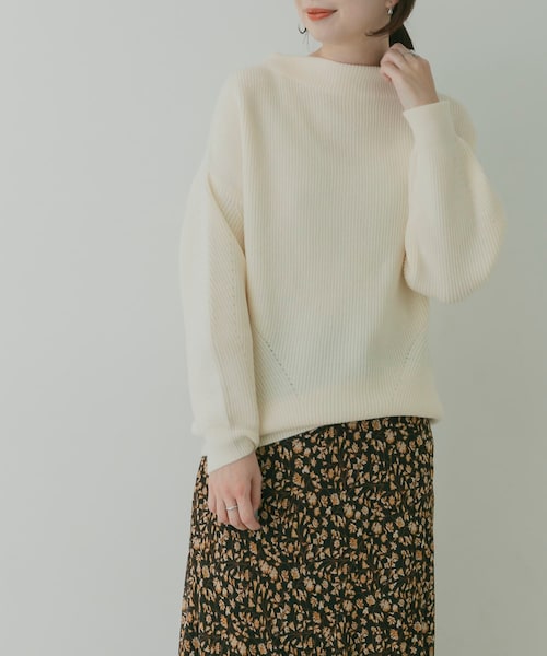 KBF+（ケービーエフプラス）の「KBF+ 片畦ボトルネックニット∴（その他・レディース・PURPLE/D.BROWN/IVORY・one）」の13枚目の写真