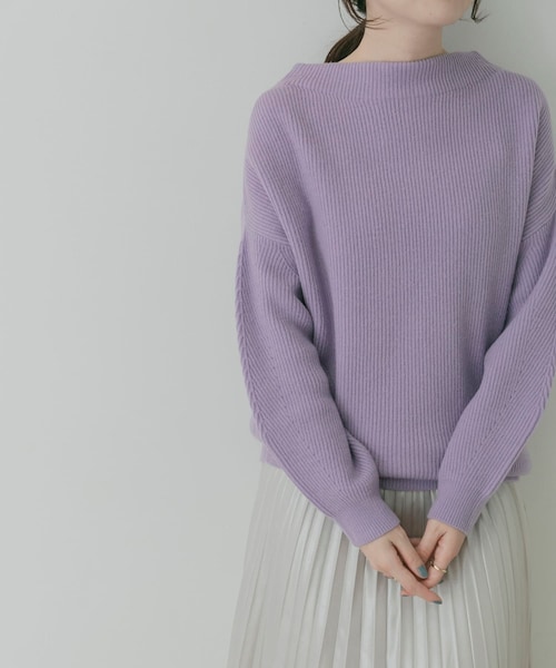 KBF+（ケービーエフプラス）の「KBF+ 片畦ボトルネックニット∴（その他・レディース・PURPLE/D.BROWN/IVORY・one）」の18枚目の写真