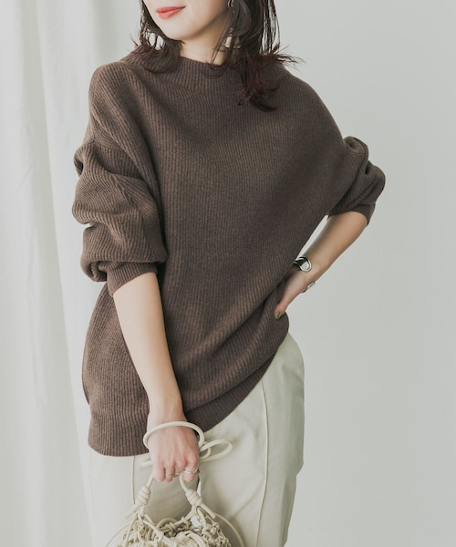 KBF+（ケービーエフプラス）の「KBF+ 片畦ボトルネックニット∴（その他・レディース・PURPLE/D.BROWN/IVORY・one）」の4枚目の写真