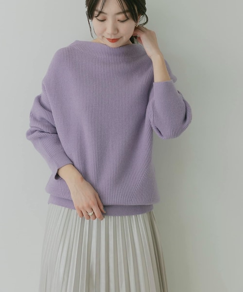 KBF+（ケービーエフプラス）の「KBF+ 片畦ボトルネックニット∴（その他・レディース・PURPLE/D.BROWN/IVORY・one）」の19枚目の写真