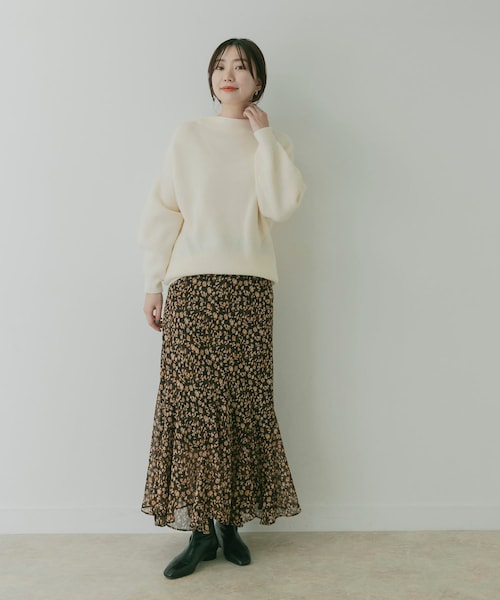 KBF+（ケービーエフプラス）の「KBF+ 片畦ボトルネックニット∴（その他・レディース・PURPLE/D.BROWN/IVORY・one）」の14枚目の写真